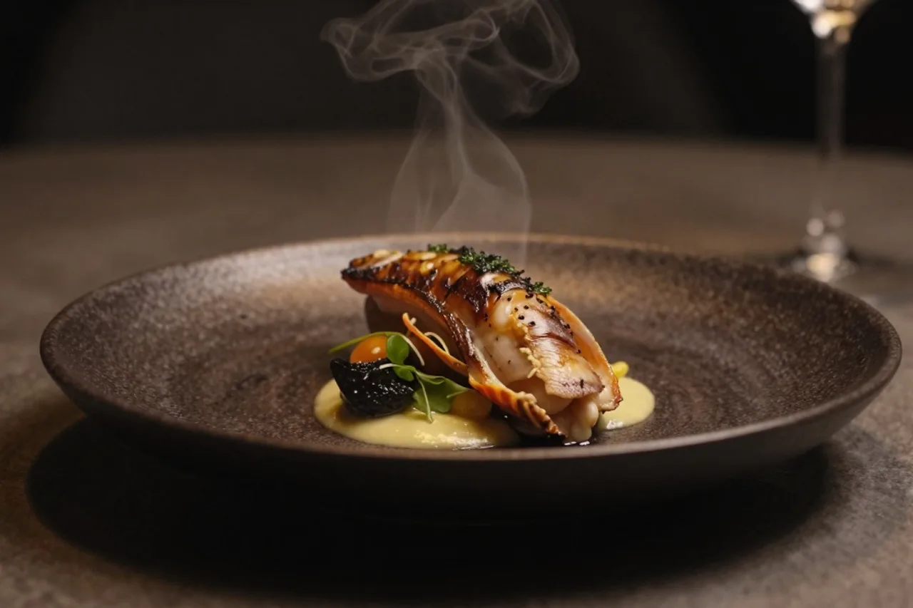 Assiette de poisson signée par le chef, dressage gastronomique