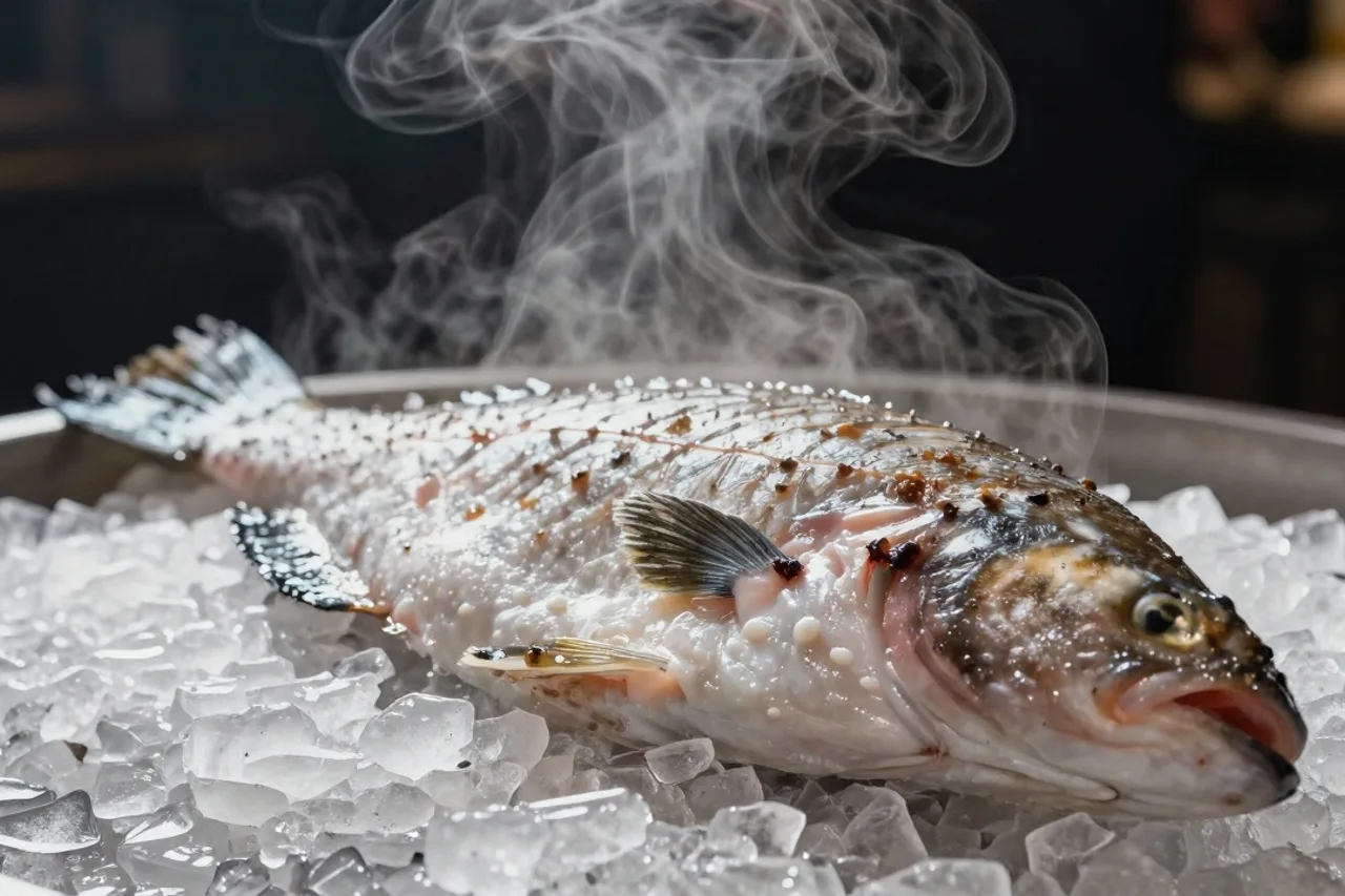 Turbot brut sur glace au retour de la pêche du matin